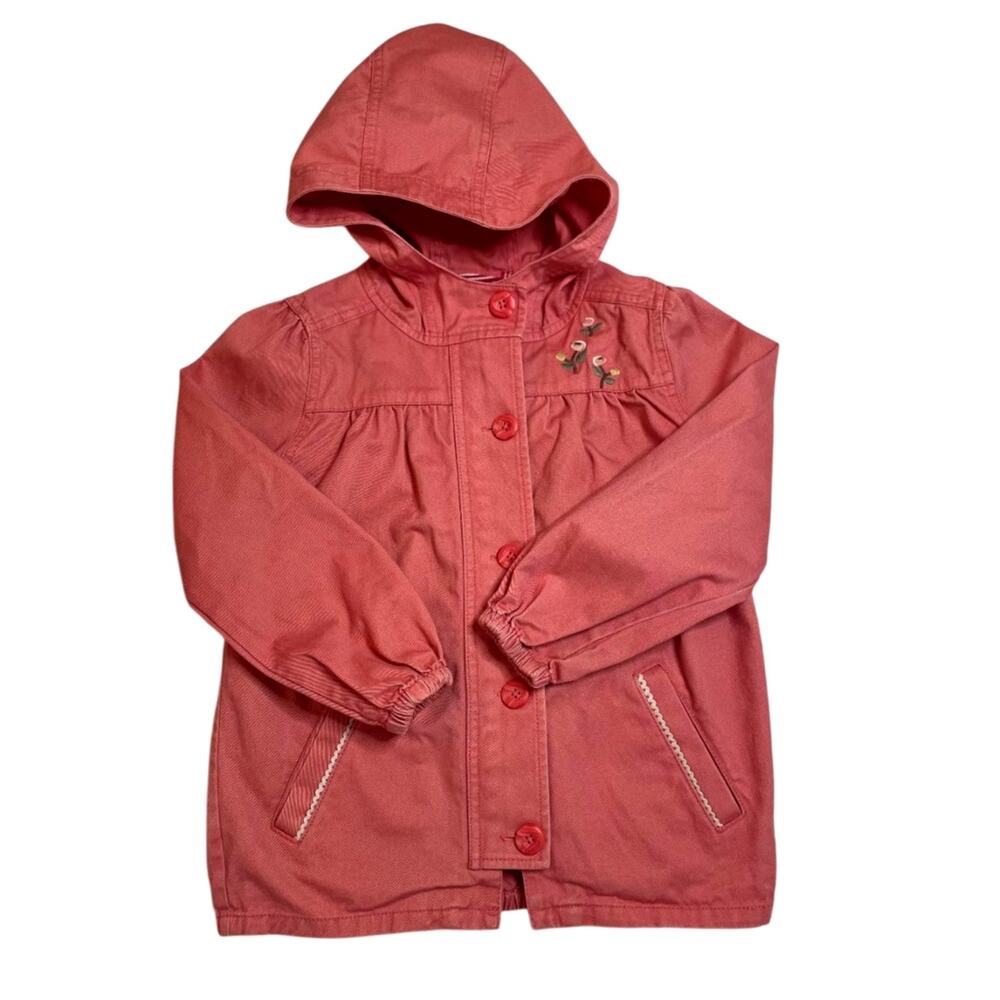 Hanna Andersson Girls Coral Hooded Jacket with Floral Quilted Vest Set 120 6-7